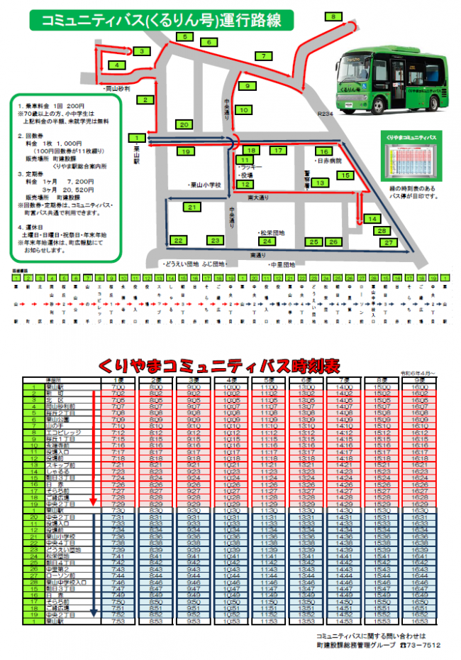 R6運行路線図及び時刻表（コミュバス）