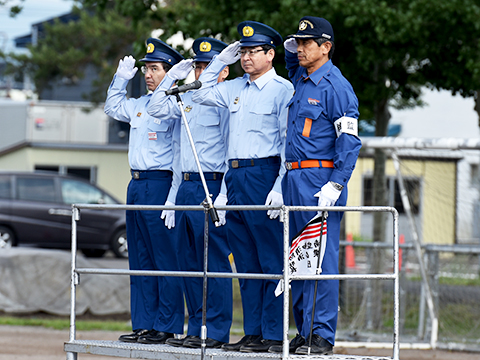 今月の一枚＊栗山消防団春季連合消防演習に出席.jpg