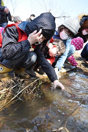 元気に帰ってきてね＊サケ稚魚放流会