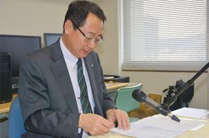佐々木町長のあいさつを録音＊「声の広報」新春あいさつ