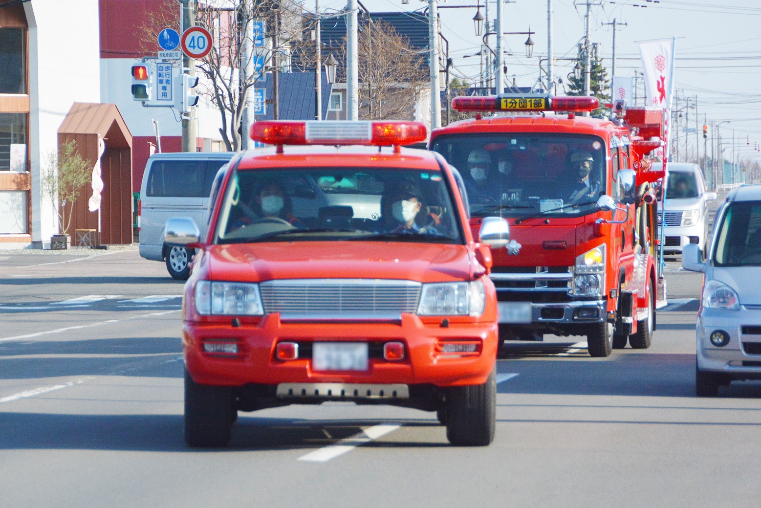 火の取扱いには気を付けて＊春の火災予防運動パレード